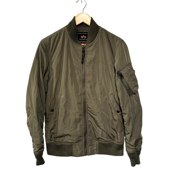Alpha Industries M Bomber Flight Jacket MA-1 T-Shirt Liner Slim Japan Army Green - Picture 1 of 10